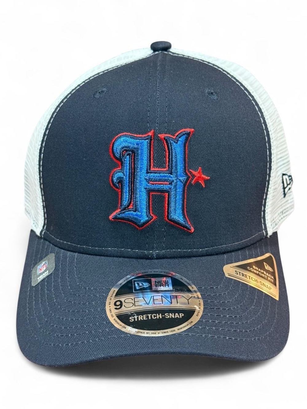 Houston Texans New Era 9SEVENTY Stretch Snap Trucker Hat Navy White NFL New